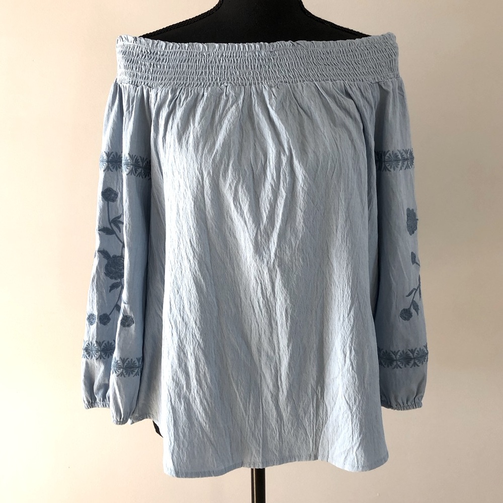 Women’s L Love Blue 3/4 Sleeve Off Shoulders Blouse size L